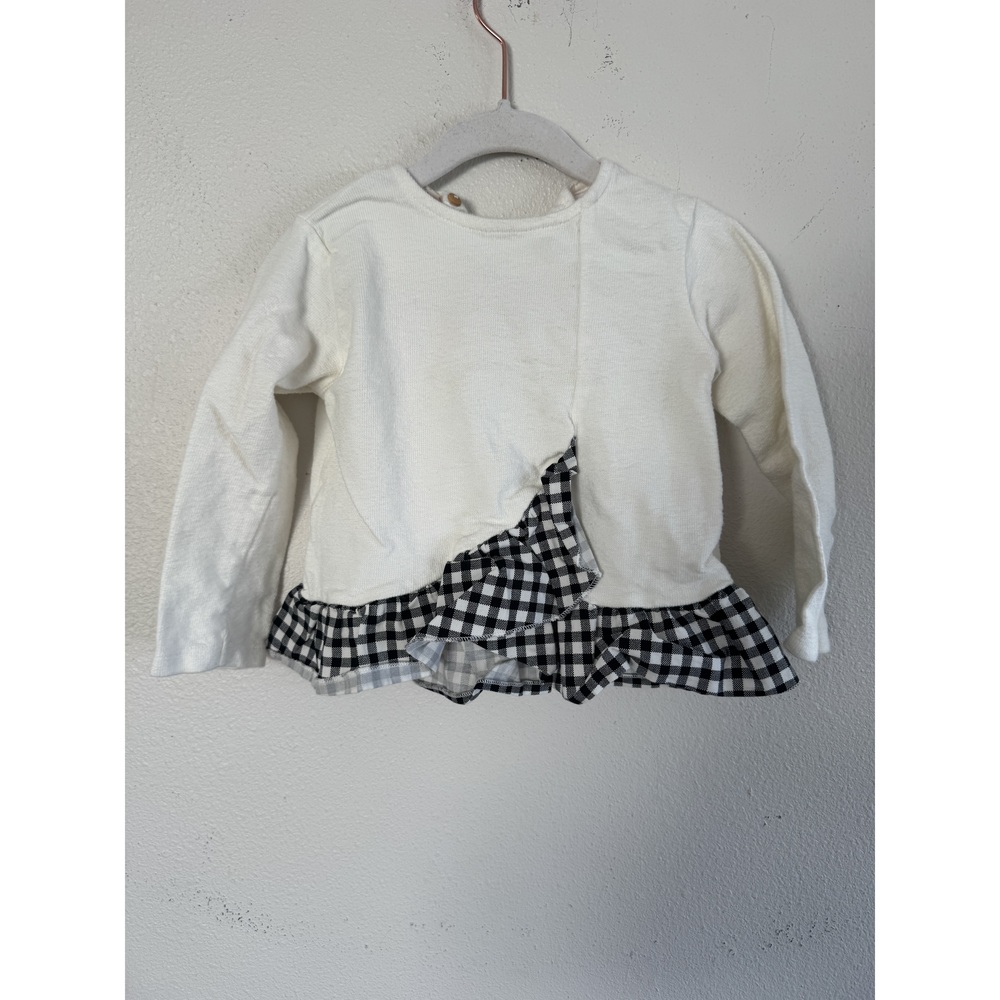 Zara Baby White Top with Gingham Ruffle Detail Size 18-24 Months